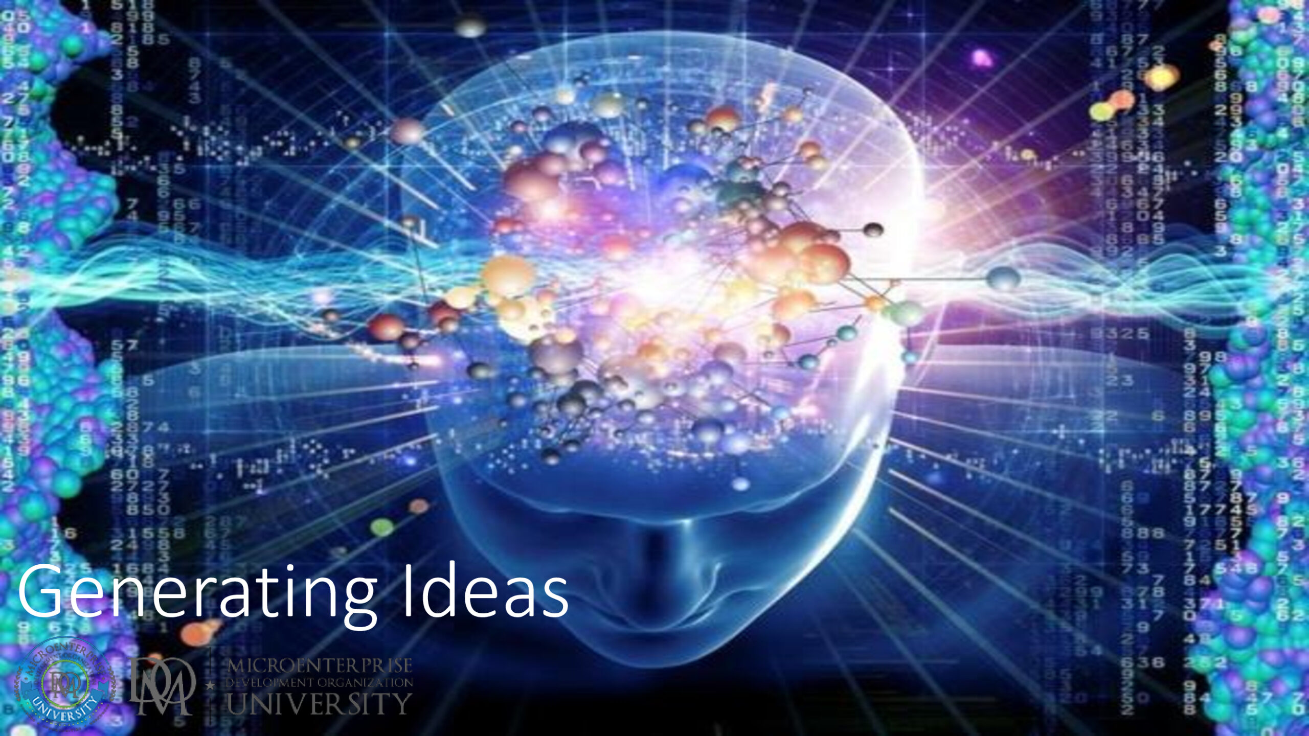 Digital human head with exploding ideas visualization