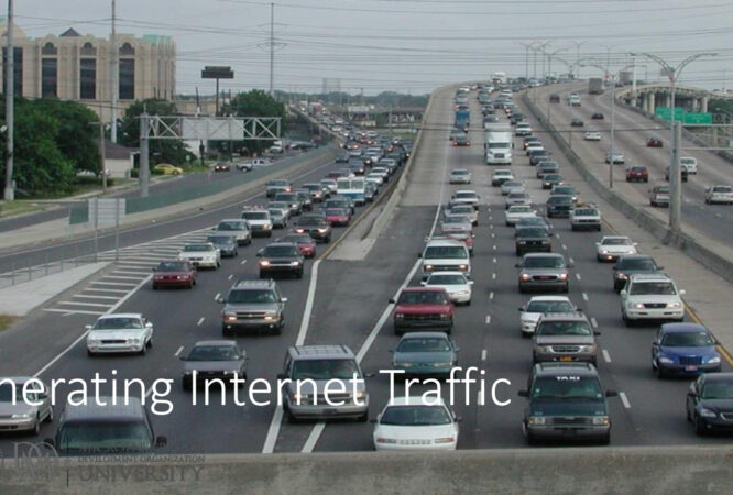 Congested multi-lane highway with many cars