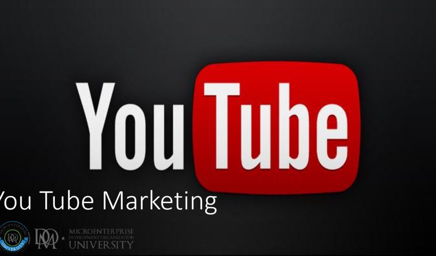 YouTube logo on marketing presentation slide