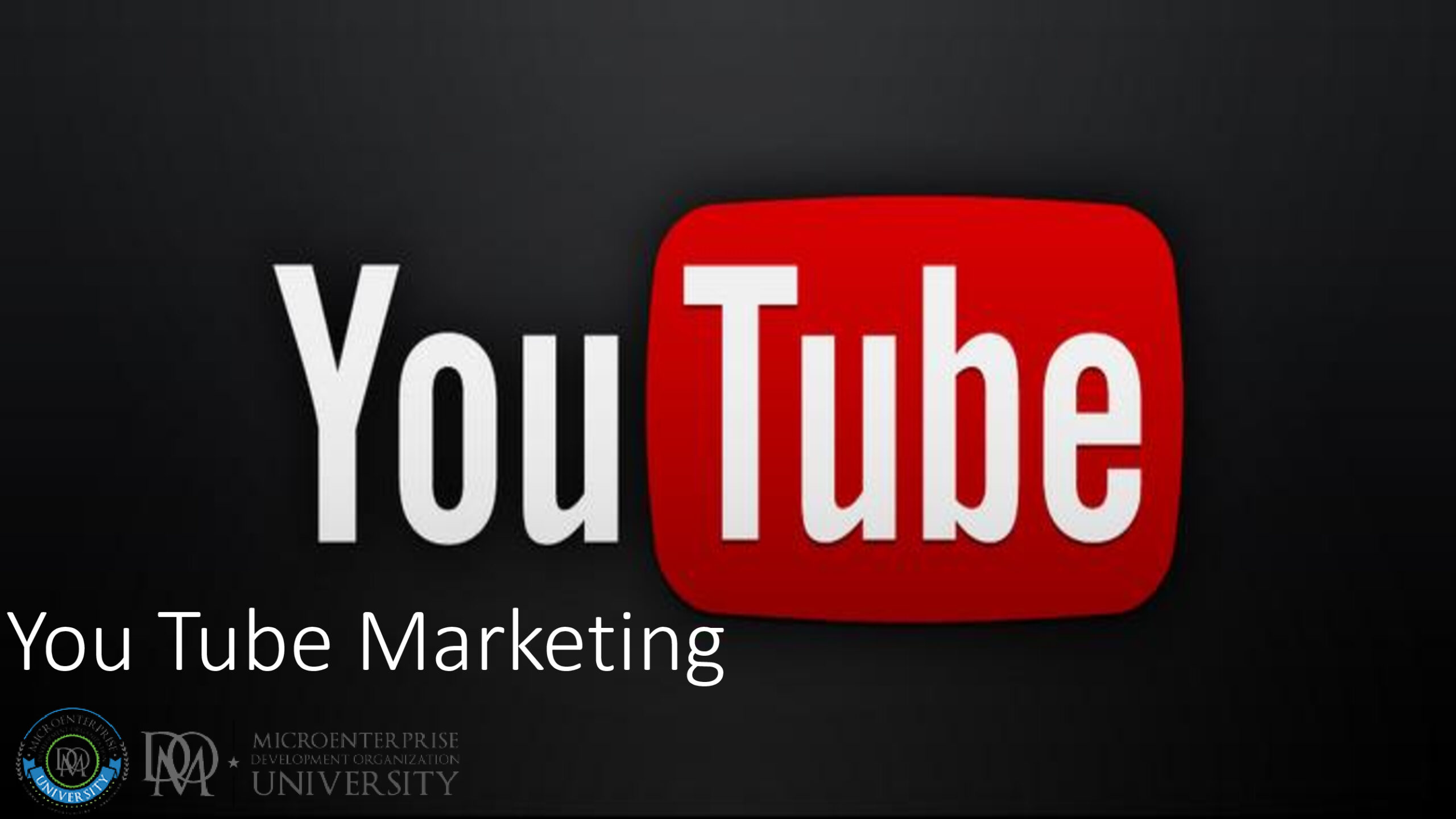 YouTube logo on marketing presentation slide