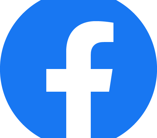 Facebook logo: white "f" in blue circle