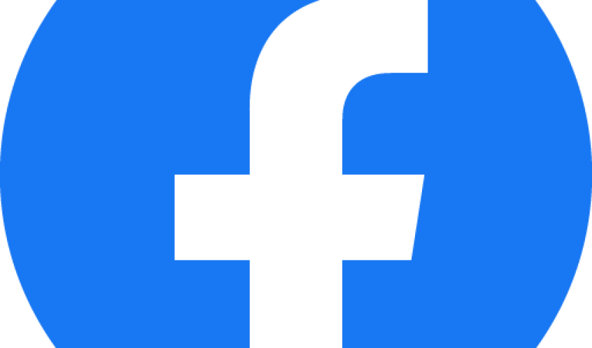 Facebook logo: white "f" in blue circle