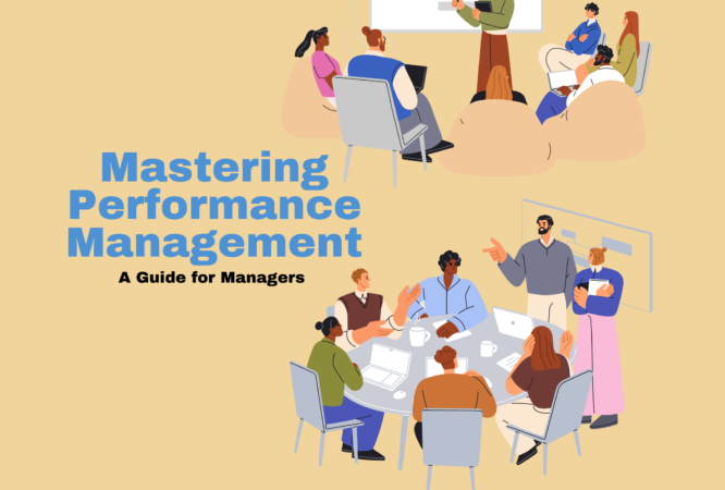 Managers attending performance management training session illustration