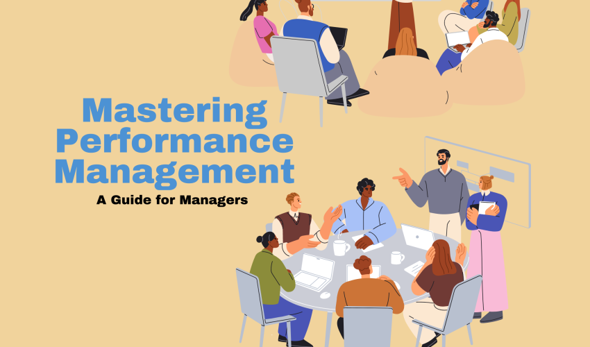 Managers attending performance management training session illustration