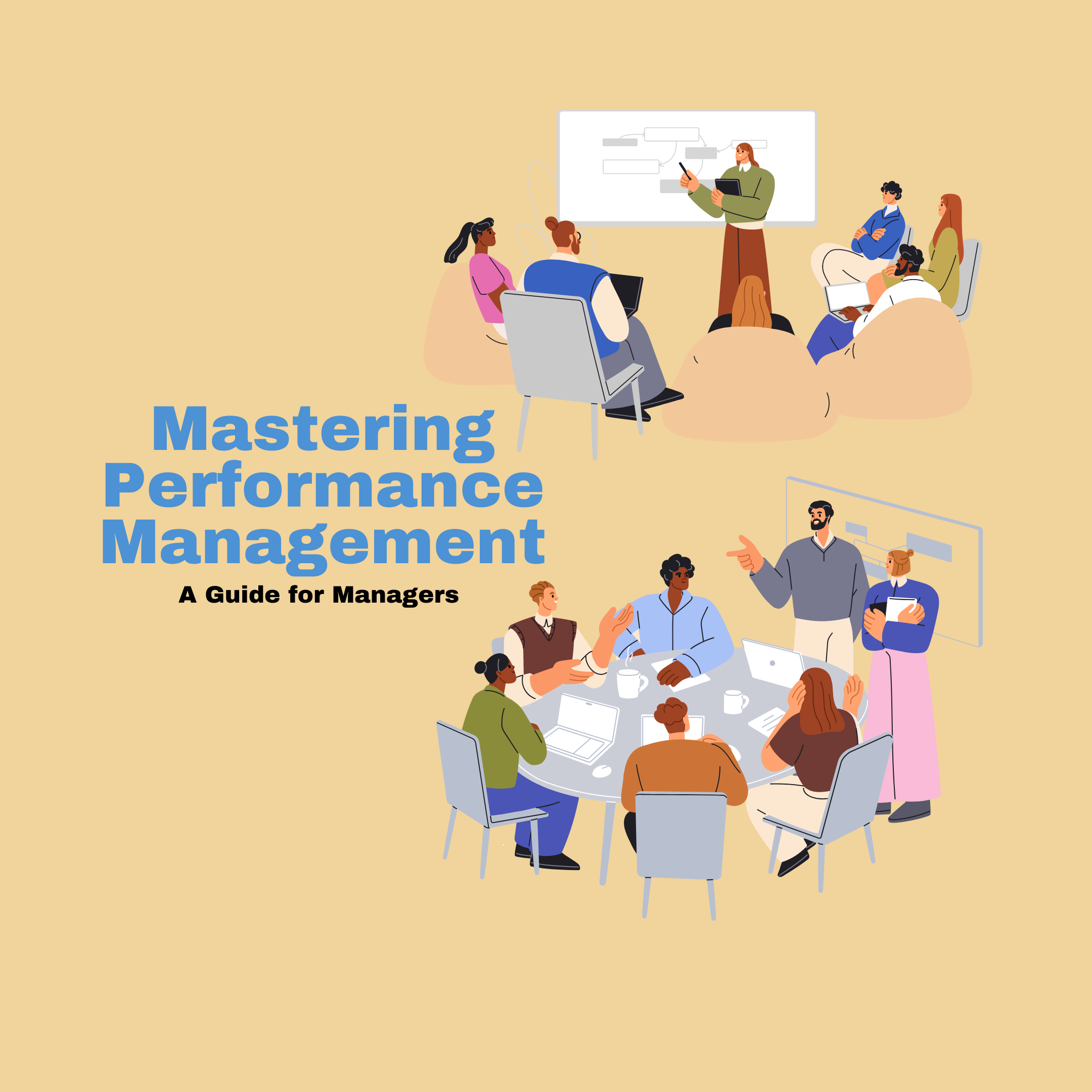 Managers attending performance management training session illustration