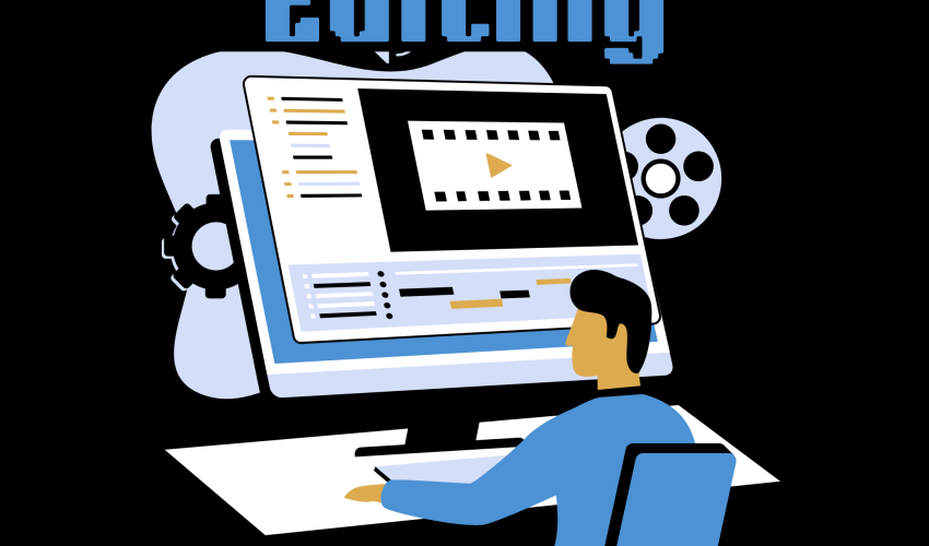 Person editing video on computer screen