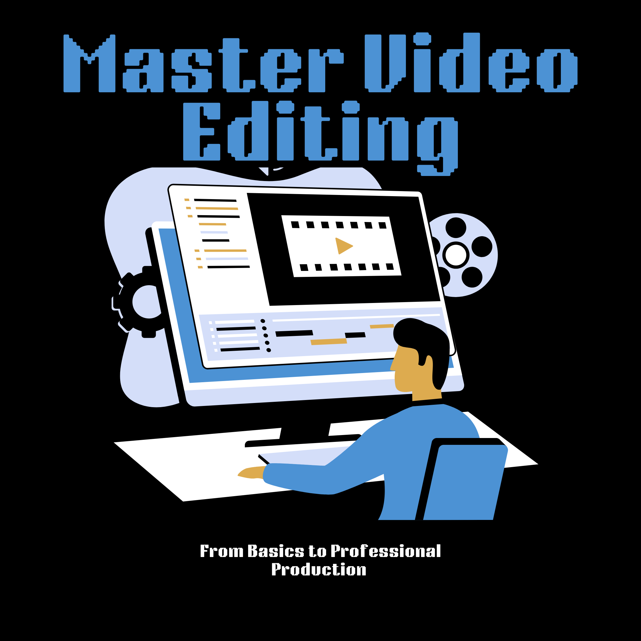 Person editing video on computer screen