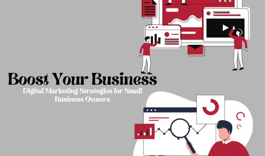 Small business digital marketing illustration with analytics