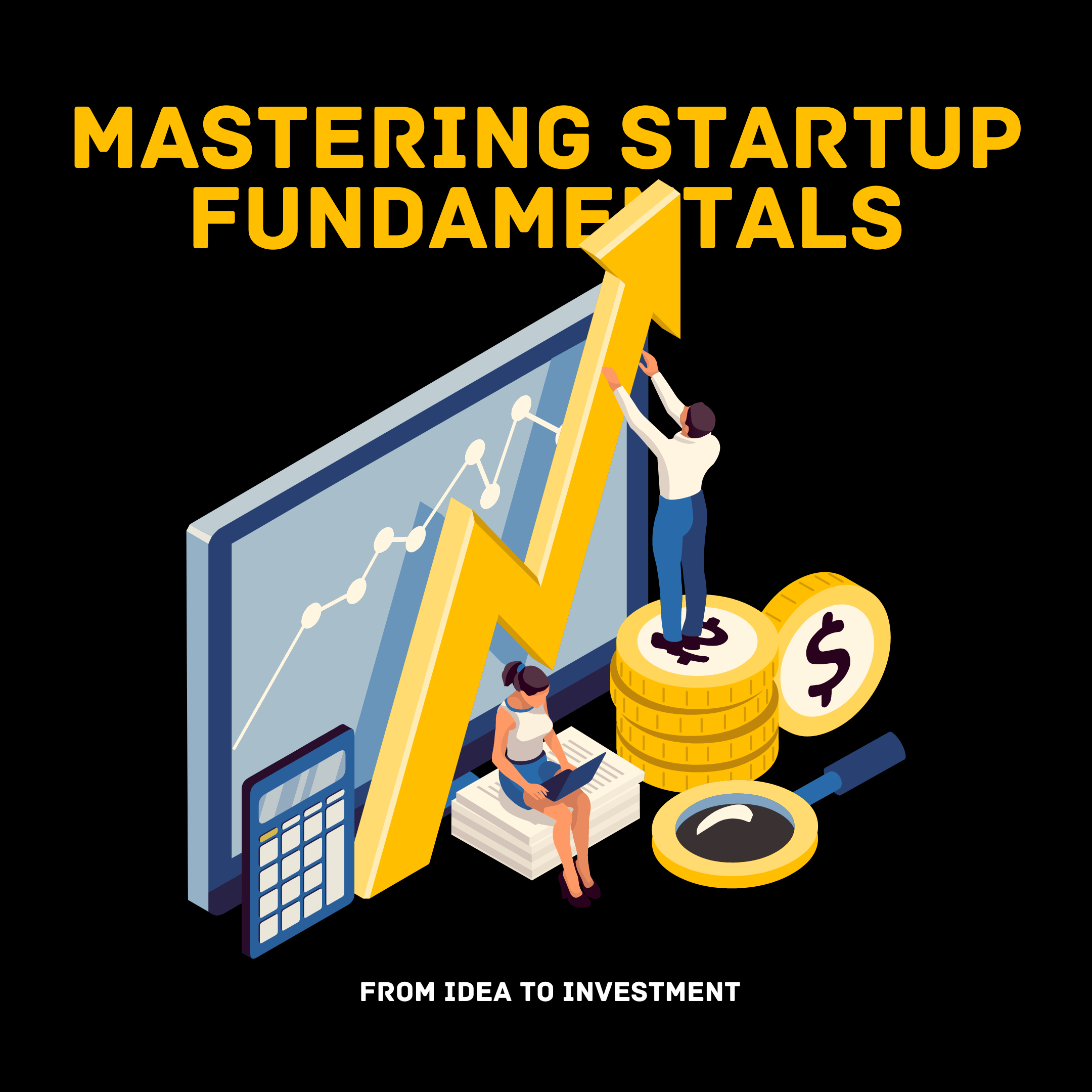 Mastering startup fundamentals cover with growth icons